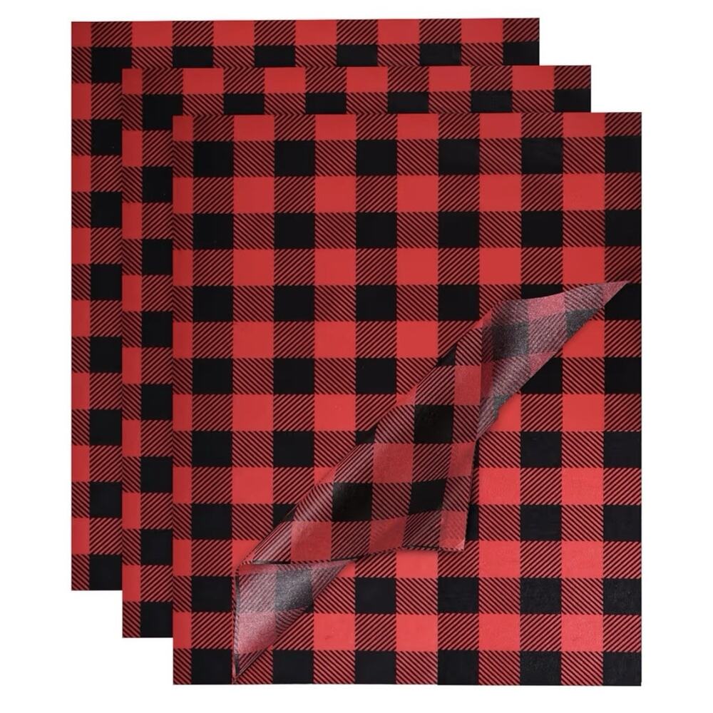 Buffalo Plaid Tissue Paper, Black And Red Gift Wrapping Tissue Paper